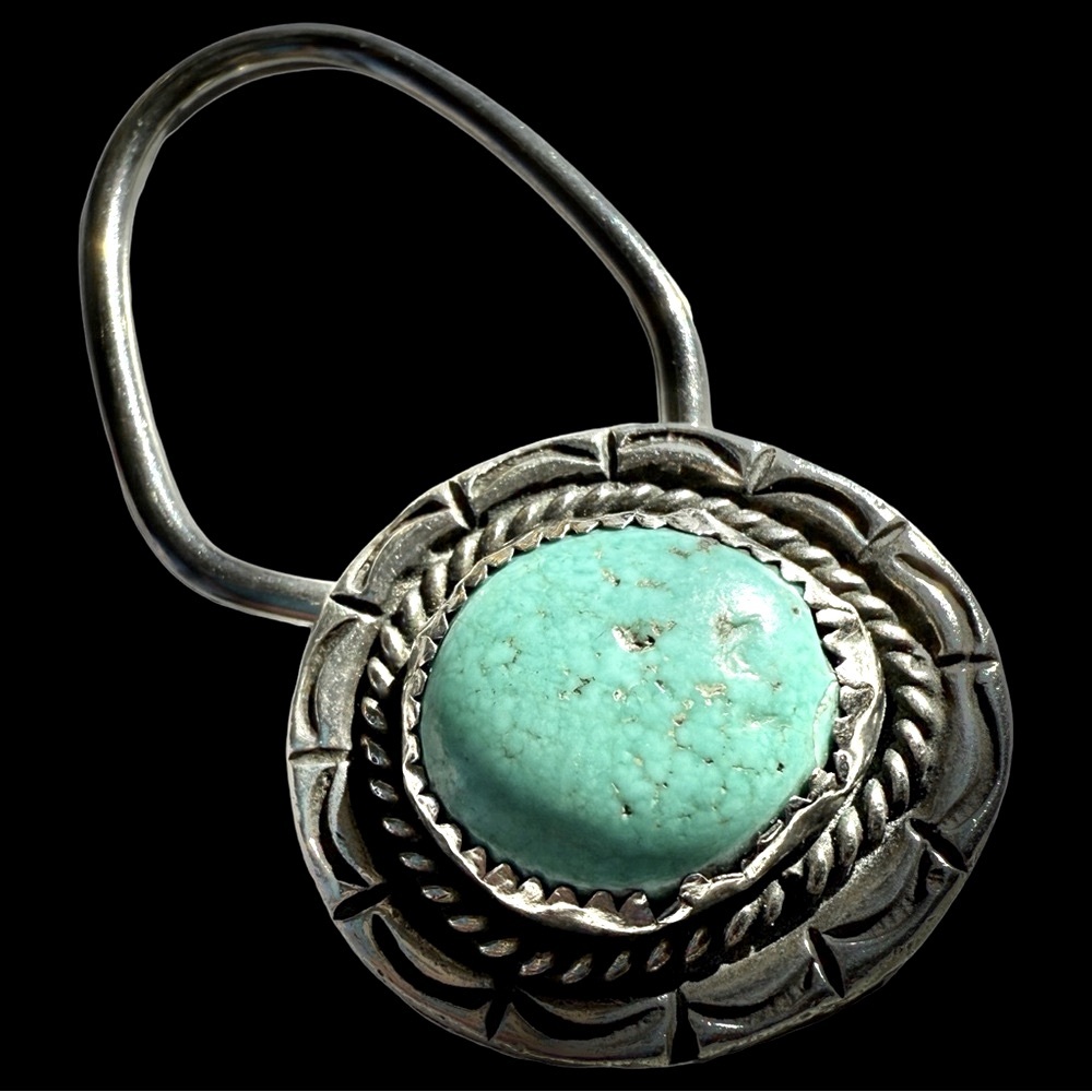 Beautiful Vintage Native American Silver Turquoise Keychain